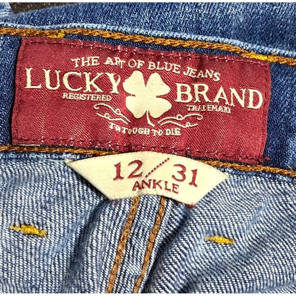 Y2K Lucky Brand Sofia Bootcut Jeans Size 12/31 Red Zipper Tape Clover Rope Pocke - Picture 3 of 12